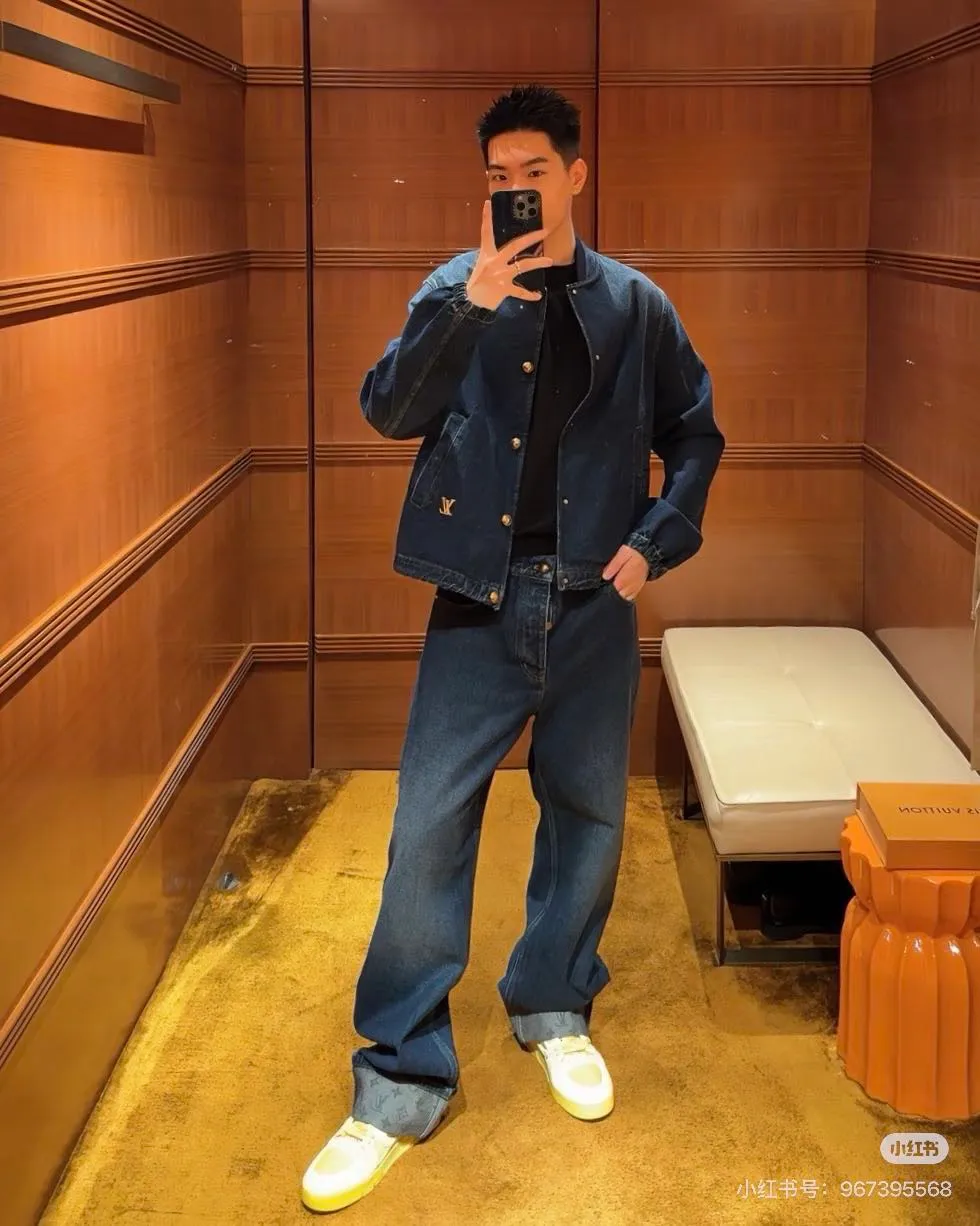 Louis Vuitton/Louis Vuitton MONOGRAM cuffed hem straight jeans